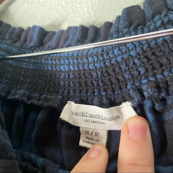 Boho Chic Gingham Top Oversize Plaid Ruffle Flannel Size Small Off The Shoulder - Picture 5 of 10